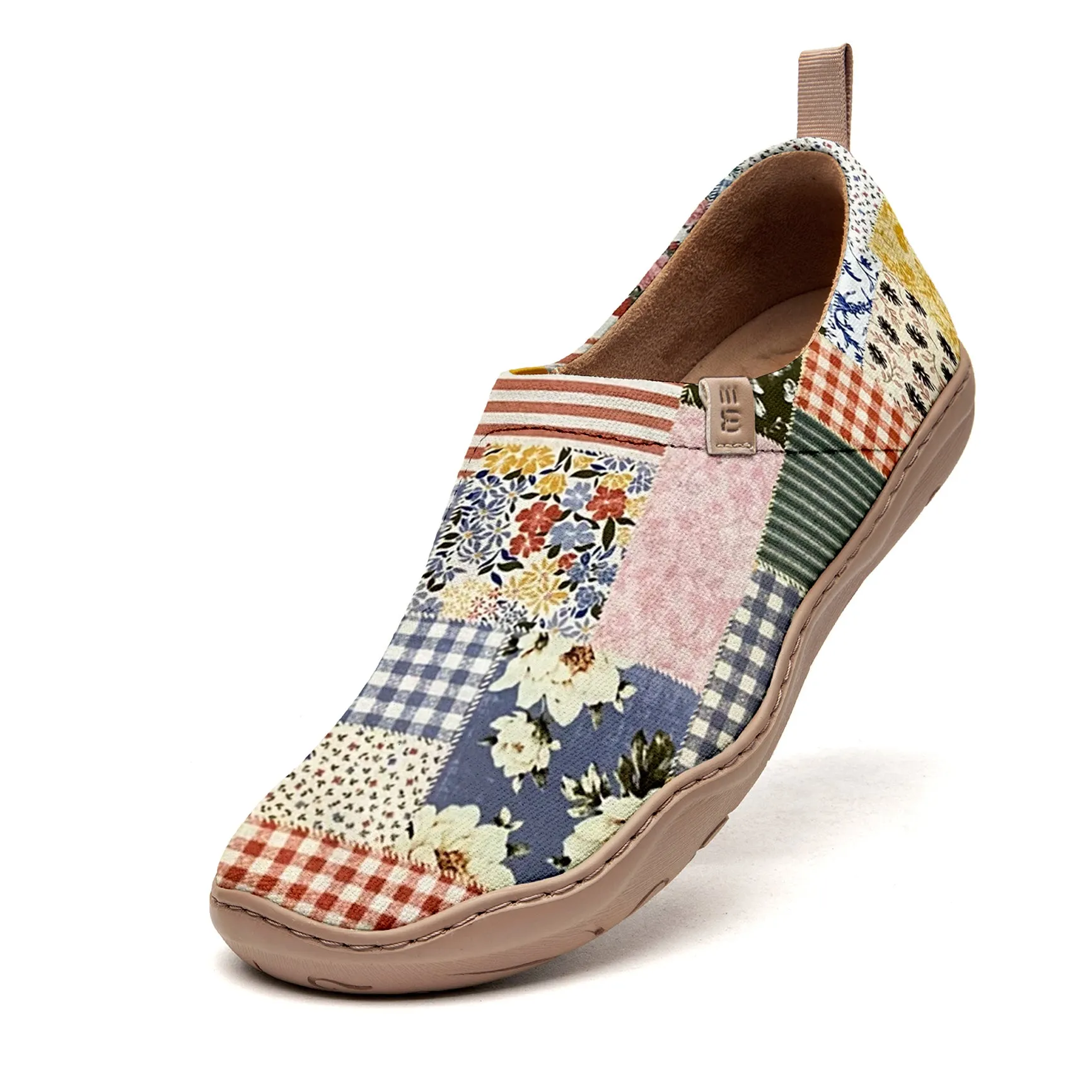 Yiume Women's Art Slip-On Casual Canvas Shoes Floral Patchwork Painted,100% Cotton