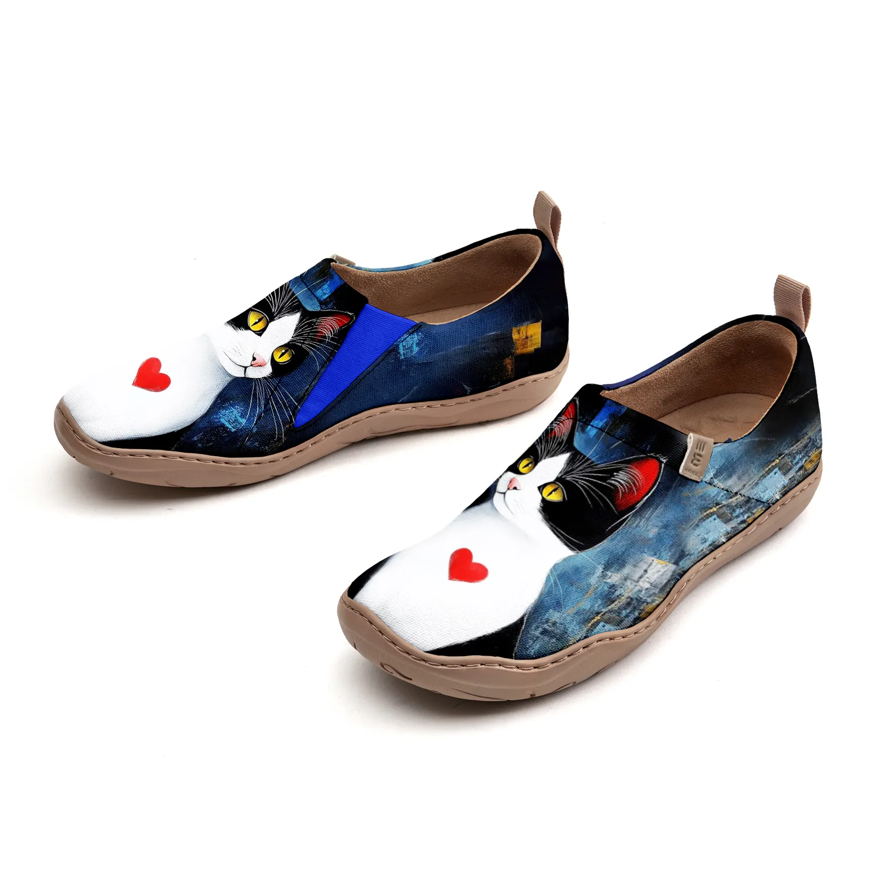 Yiume Women's Art Slip-On Casual Canvas Shoes Heart Marked Mew Painted,100% Cotton