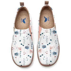 Yiume Women's Art Slip-On Casual Canvas Shoes Light Blue Floral White Painted,100% Cotton