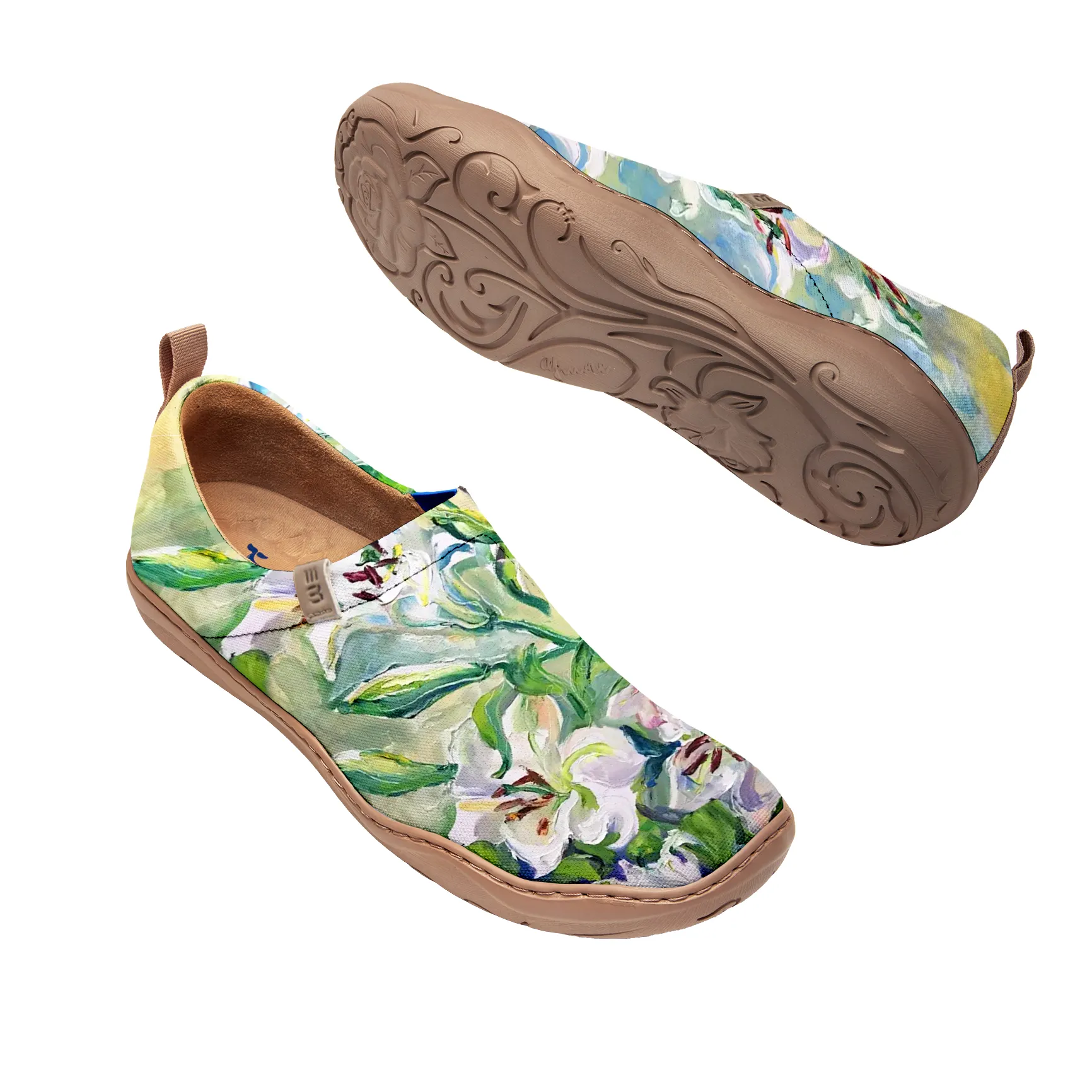 Yiume Women's Art Slip-On Casual Canvas Shoes Lily Painted,100% Cotton