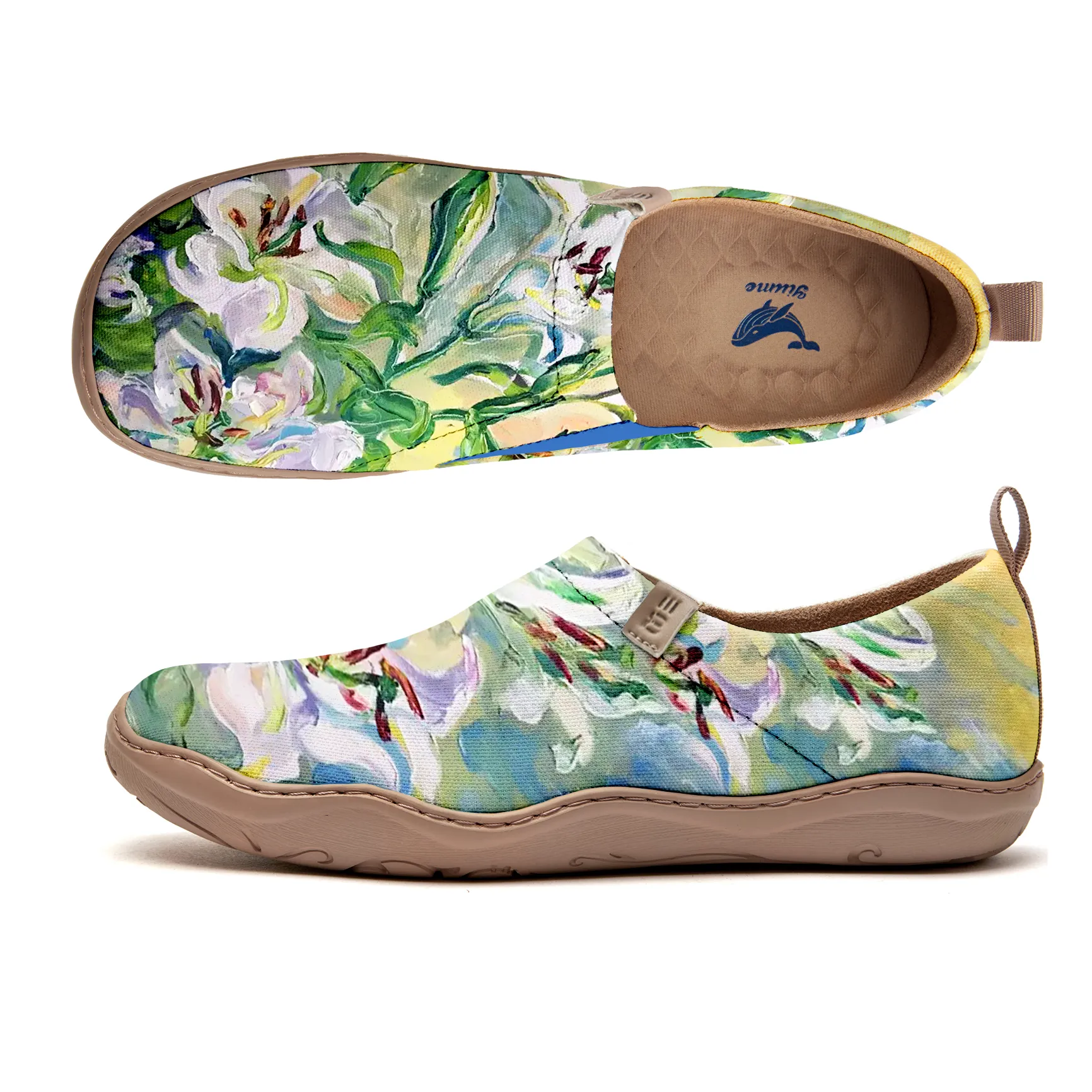 Yiume Women's Art Slip-On Casual Canvas Shoes Lily Painted,100% Cotton