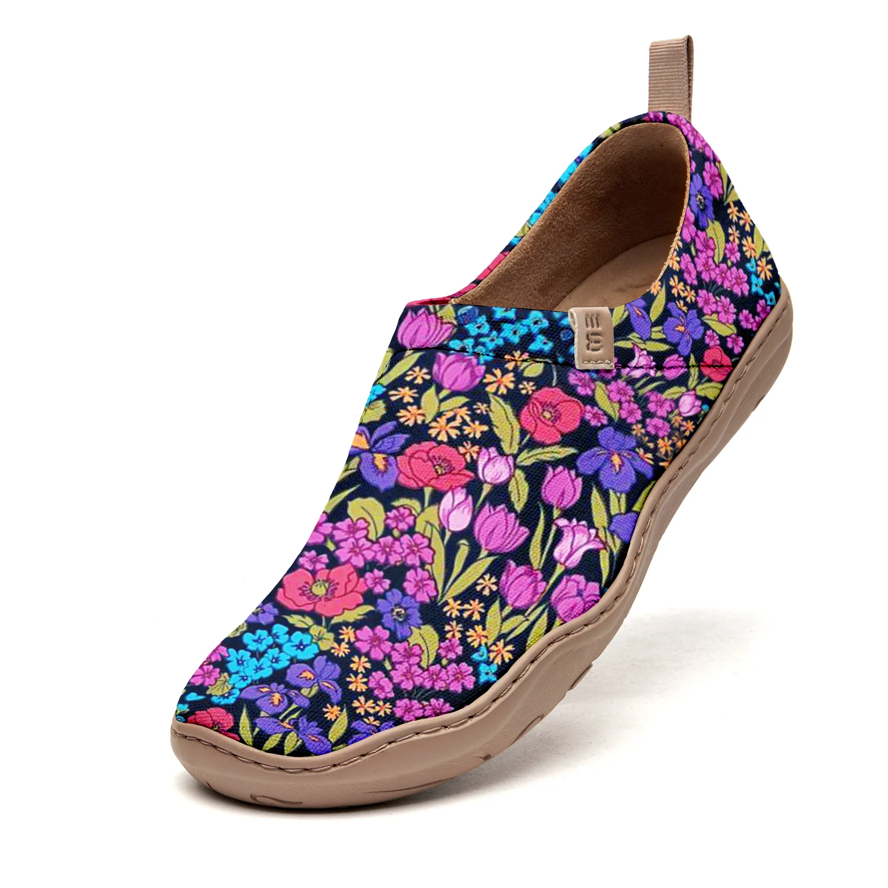 Yiume Women's Art Slip-On Casual Canvas Shoes Violet Blossoms Print Painted,100% Cotton