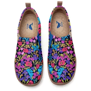 Yiume Women's Art Slip-On Casual Canvas Shoes Violet Blossoms Print Painted,100% Cotton