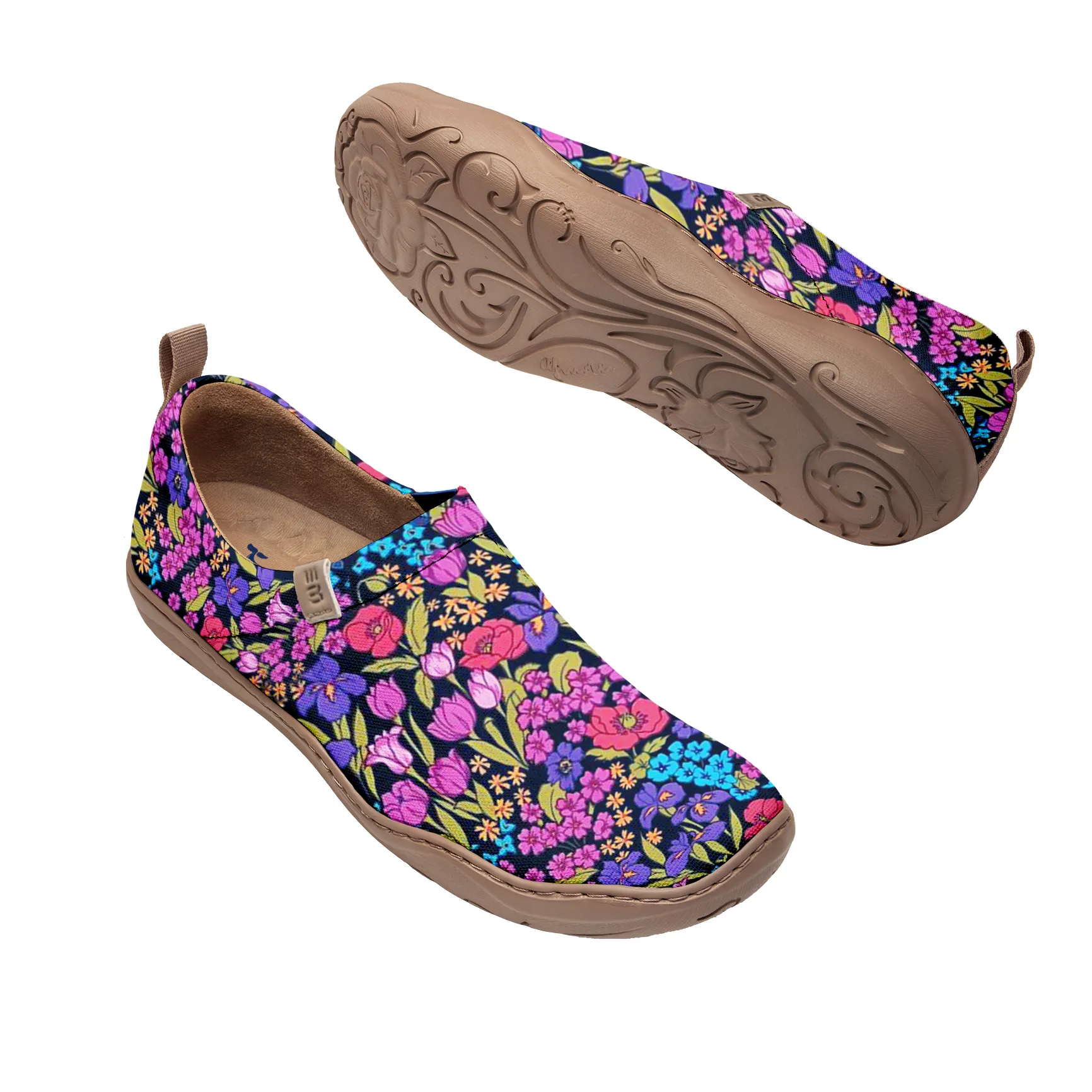 Yiume Women's Art Slip-On Casual Canvas Shoes Violet Blossoms Print Painted,100% Cotton