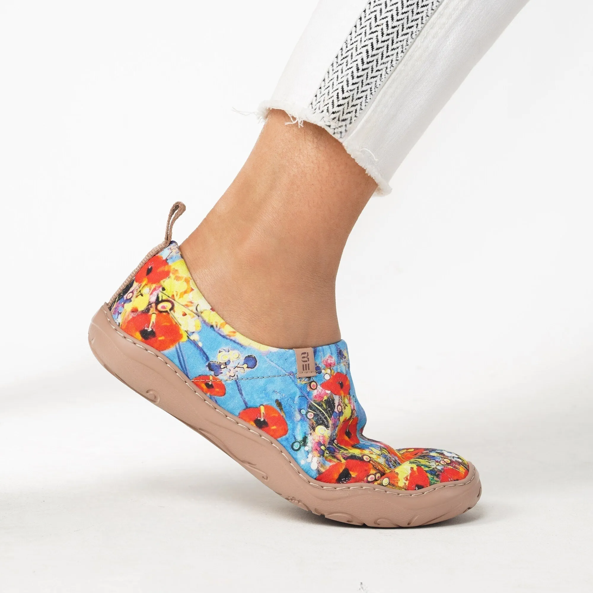 Yiume Women's Art Slip-On Casual Canvas Shoes Wildflower Whisper Blue Painted,100% Cotton