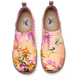 Yiume Women's Art Slip-On Casual Canvas Shoes Wisteria & Birds Print Painted,100% Cotton