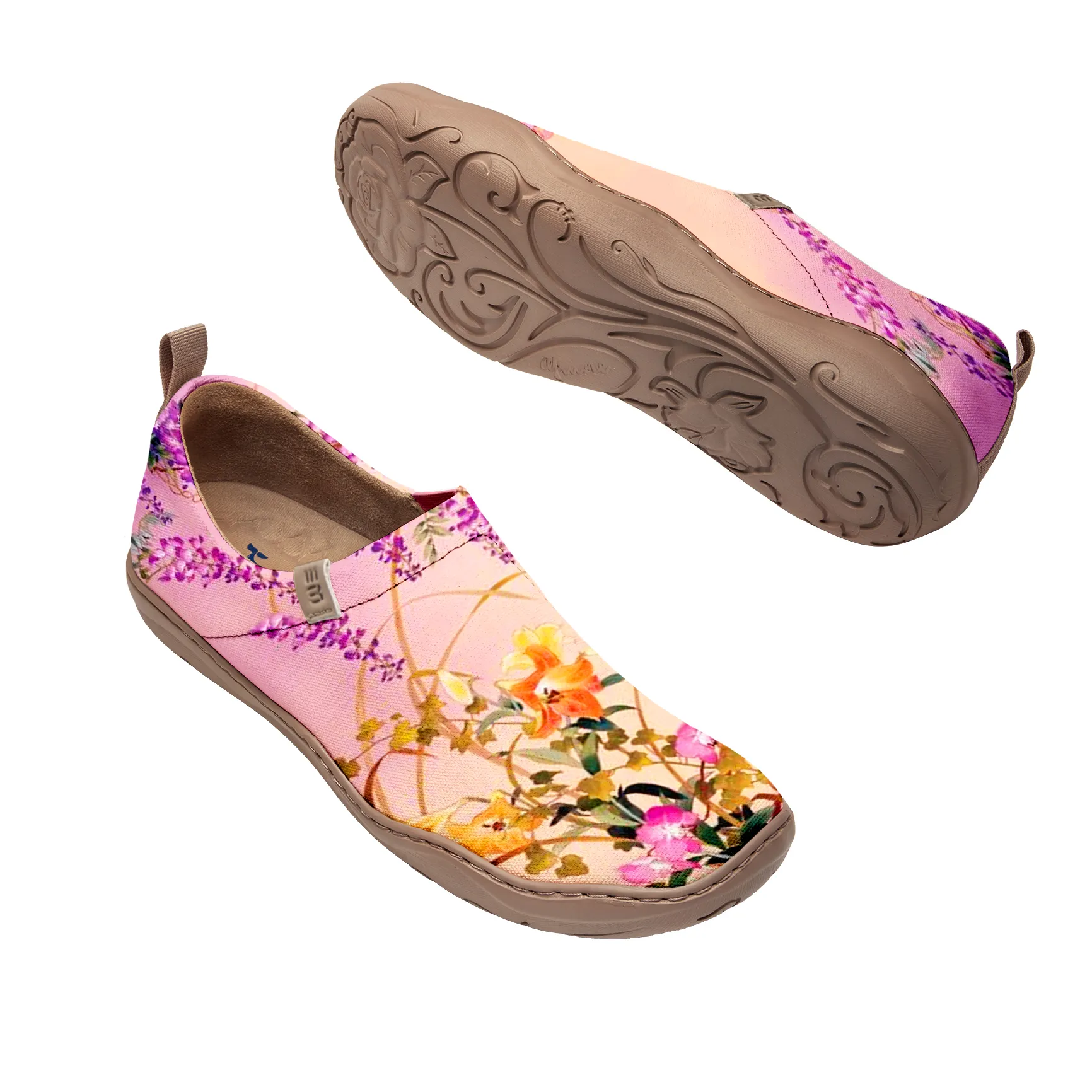 Yiume Women's Art Slip-On Casual Canvas Shoes Wisteria & Birds Print Painted,100% Cotton